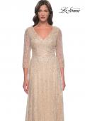 Picture of: Beaded Sequin Dress with Ruched Waist and V Neckline in Champagne, Style: 30911, Detail Picture 1