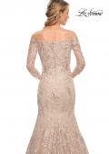 Picture of: Long Lace Mermaid Gown with Off the Shoulder Top in Pink, Style: 30164, Detail Picture 2