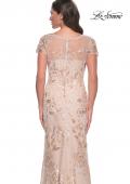 Picture of: Fitted Chic Beaded Dress with Illusion Neckline and Short Sleeves in Champagne, Style: 30841, Detail Picture 2