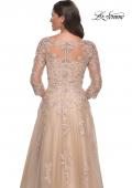 Picture of: A-Line Tulle and Lace Applique Gown with Lace Sleeves in Champagne, Style: 30859, Detail Picture 2