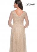 Picture of: Beaded Sequin Dress with Ruched Waist and V Neckline in Champagne, Style: 30911, Detail Picture 2