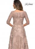 Picture of: Long Lace A-line Three Quarter Sleeve Gown in Champagne, Style: 28053, Detail Picture 4
