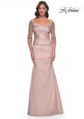 Picture of: Mermaid Satin Dress with Gathering and Off the Shoulder Top in Champagne, Style: 30853, Detail Picture 5