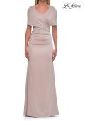 Picture of: Jersey Gown with Draped Bodice and Short Sleeves in Champagne, Style: 33157, Detail Picture 5