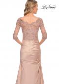 Picture of: Satin and Lace Off the Shoulder Mermaid Gown in Pink, Style: 30162, Detail Picture 6