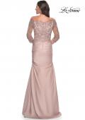 Picture of: Mermaid Satin Dress with Gathering and Off the Shoulder Top in Champagne, Style: 30853, Detail Picture 6