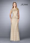 Picture of: Lace A-line Gown With Sheer Neckline and Peplum in Champagne, Style: 24896, Detail Picture 1