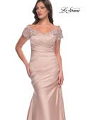 Picture of: Off the Shoulder Satin and Lace Mermaid Pleated Gown, Style: 30199, Detail Picture 12