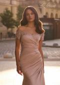 Picture of: Off the Shoulder Satin and Lace Mermaid Pleated Gown, Style: 30199, Detail Picture 1