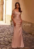 Picture of: Satin Off the Shoulder Dress with Beaded Sleeves, Style: 25996, Main Picture