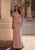 Picture of: Off the Shoulder Satin Evening Dress with Pleating, Style: 28103, Main Picture
