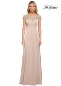 Picture of: Jersey Gown with Full Skirt and Lace Detail Top, Style: 29511, Detail Picture 3