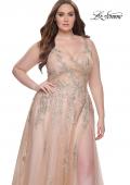 Picture of: Lace Embellished Tulle A-Line Dress with Illusion Back in Champagne, Style: 31383, Main Picture