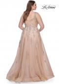Picture of: Lace Embellished Tulle A-Line Dress with Illusion Back in Champagne, Style: 31383, Back Picture