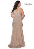 Picture of: Faux Wrap Bodice Sequin Plus Size Prom Gown in Champagne, Style: 28962, Detail Picture 3