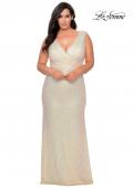 Picture of: Long Sequin Plus Size Prom Gown with V-Neck in Champagne, Style: 28770, Detail Picture 5
