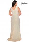 Picture of: Long Sequin Plus Size Prom Gown with V-Neck in Champagne, Style: 28770, Detail Picture 6