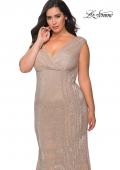 Picture of: Faux Wrap Bodice Sequin Plus Size Prom Gown in Champagne, Style: 28962, Detail Picture 6