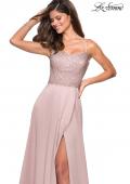 Picture of: Floor Length Prom Dress with Beaded Bust Detail in Champagne, Style: 27293, Main Picture