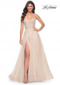 Picture of: A-Line Rhinestone and Lace Embellished Prom Dress in Nude, Style: 32271, Main Picture