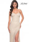 Picture of: Strapless Rhinestone Fishnet Dress with Bustier Top in Nude, Style: 32414, Main Picture