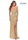 Picture of: Sequined Prom Gown with Cut Out Open Back in Champagne, Style: 28539, Detail Picture 8