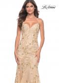 Picture of: Mermaid Sequin and Beaded Embellished Prom Dress in Pastels in Champagne, Style: 32333, Detail Picture 8