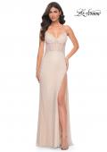 Picture of: Pastel Rhinestone Fishnet Dress with Illusion Sides in Nude, Style: 32408, Detail Picture 8