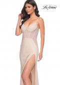 Picture of: Pastel Rhinestone Fishnet Dress with Illusion Sides in Nude, Style: 32408, Detail Picture 9