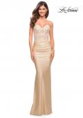 Picture of: Stunning Strapless Jeweled Lace and Jersey Dress in Champagne, Style: 30720, Detail Picture 10