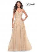 Picture of: Fabulous A-Line Gown Embellished with Sequin Beaded Applique in Champagne, Style: 32032, Detail Picture 11