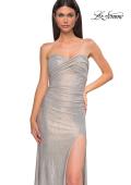 Picture of: Strapless Chic Metallic Jersey Dress with Criss Cross Bodice in Champagne , Style 32876, Detail Picture 15