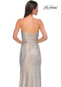 Picture of: Strapless Chic Metallic Jersey Dress with Criss Cross Bodice in Champagne , Style 32876, Detail Picture 16