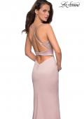 Picture of: Fitted Jersey Dress with Banded Waist and Beads in Champagne, Style: 27274, Back Picture