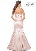 Picture of: Strapless Mermaid Stretch Satin Prom Dress in Champagne, Style: 31980, Back Picture