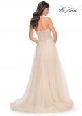 Picture of: A-Line Rhinestone and Lace Embellished Prom Dress in Nude, Style: 32271, Back Picture