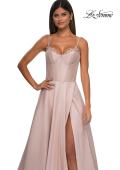 Picture of: Mikado A-line Gown with Lace Detail Neckline in Champagne, Style: 32878, Detail Picture 20