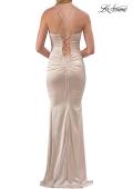 Picture of: Ruched Satin Gown with Sweetheart Neckline and Lace-Up Back in Champagne, Style: 33764, Detail Picture 26