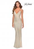 Picture of: Ruched Sequin Floor Length Prom Dress in Champagne, Style: 28335, Detail Picture 1