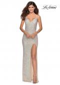 Picture of: Form Fitting Sequin Dress with Cut Out Open Back in Silver, Style: 28616, Detail Picture 1