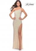 Picture of: Elegant Soft Sequin One Shoulder Long Dress in Champagne, Style: 31212, Detail Picture 1