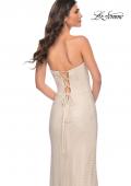 Picture of: Strapless Rhinestone Fishnet Dress with Bustier Top in Nude, Style: 32414, Detail Picture 2