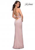 Picture of: Fitted Jersey Dress with Banded Waist and Beads in Champagne, Style: 27274, Detail Picture 3