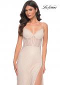Picture of: Pastel Rhinestone Fishnet Dress with Illusion Sides in Nude, Style: 32408, Detail Picture 3