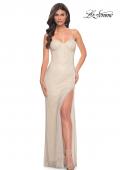 Picture of: Strapless Rhinestone Fishnet Dress with Bustier Top in Nude, Style: 32414, Detail Picture 3