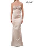 Picture of: Strapless Satin Gown with Ruching and Lace-Up Back in Champagne, Style: 33654, Detail Picture 3