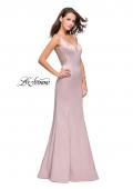 Picture of: Long Mermaid Gown with Sheer Deep V and Beading in Champagne, Style: 25454, Detail Picture 2