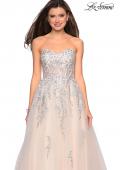 Picture of: Strapless Tulle Gown with Corset Bodice and Lace Detail in Champagne, Style: 27592, Detail Picture 4