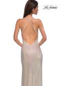 Picture of: Gorgeous Rhinestone Encrusted Fitted Dress with Draped Neckline in Champagne , Style 32915, Detail Picture 4