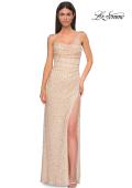 Picture of: Beaded Strapless Evening Dress with Sheer Back in Champagne , Style 32794, Detail Picture 5